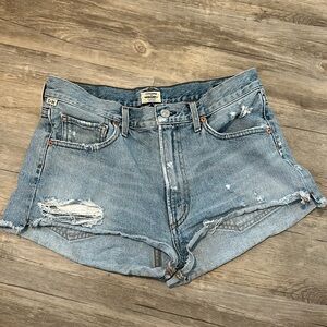 Light wash jean shorts